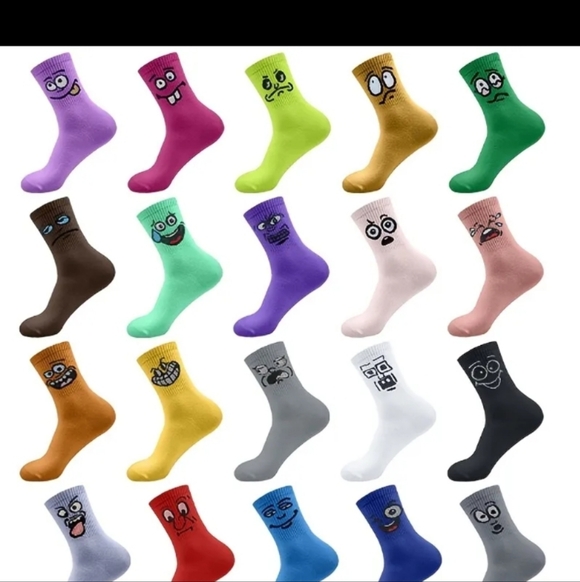 Colorful Cartoon Face Socks - 20 Pairs - Picture 3 of 3